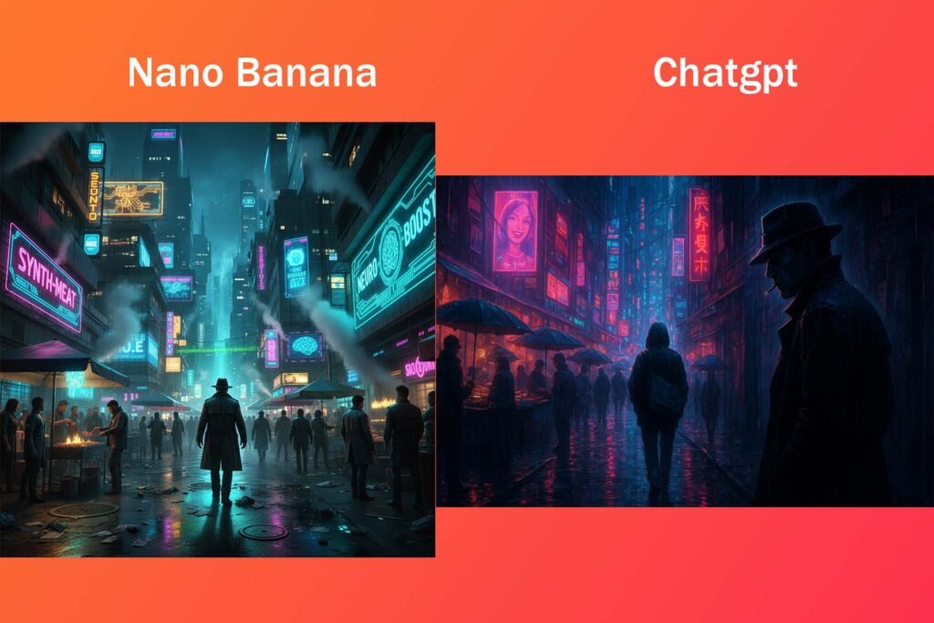 A neon-soaked cyberpunk city, AI Image generation showdown